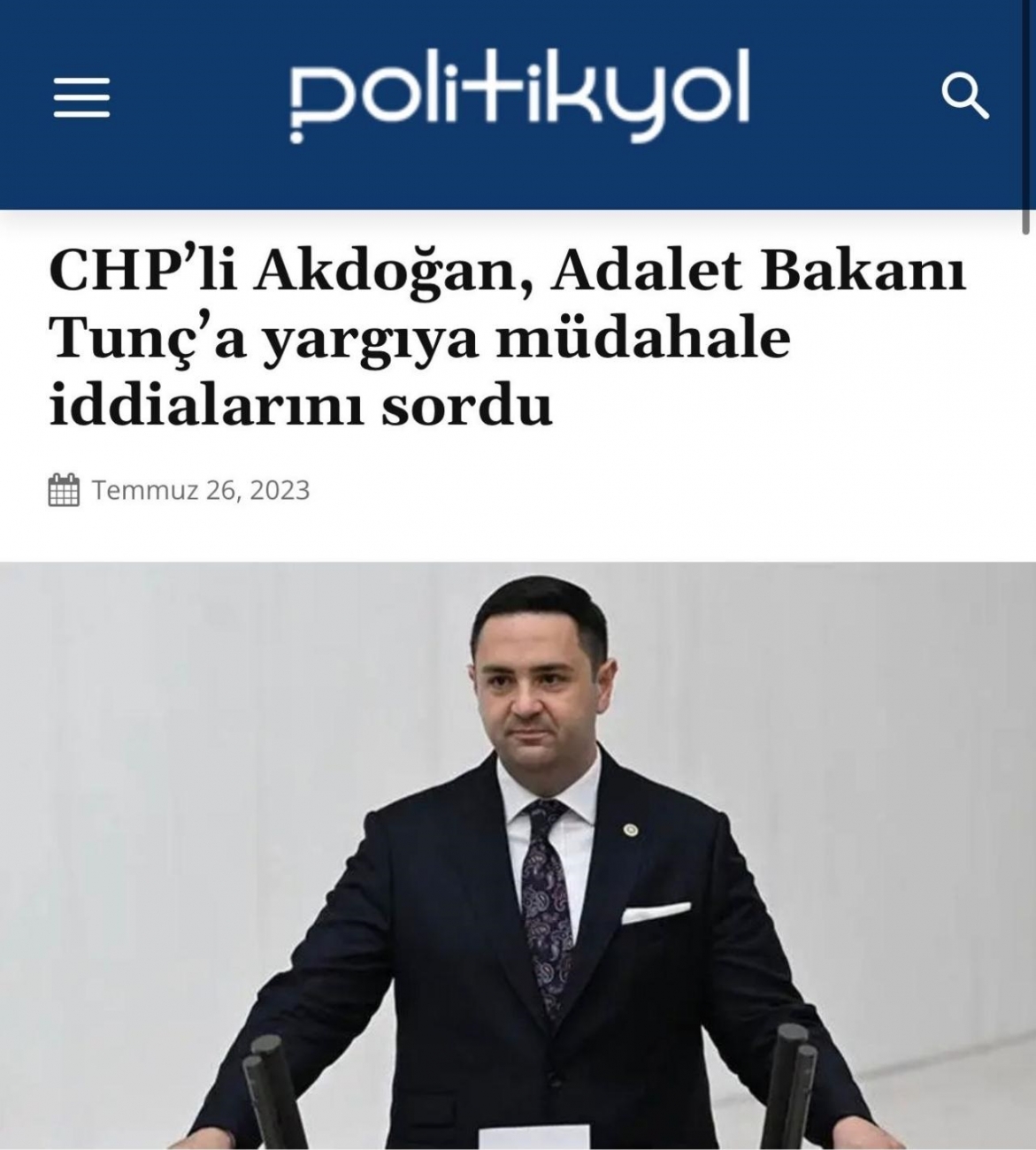 CHP'li Akdoğan, Adalet Bakanı Tunç'a yargıya Müdahale İddalarını Sordu