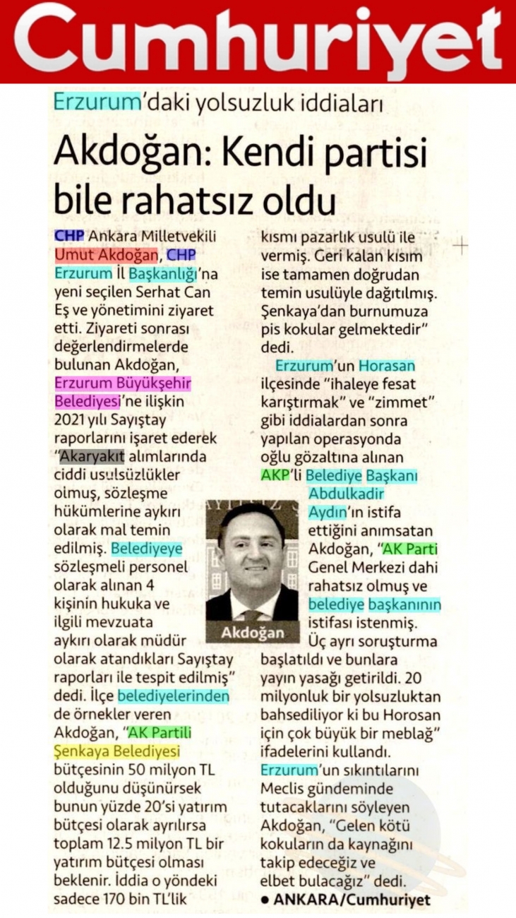 Erzurum'daki yolsuzluk iddiaları Akdoğan; Kendi partisi bile rahatsız oldu !