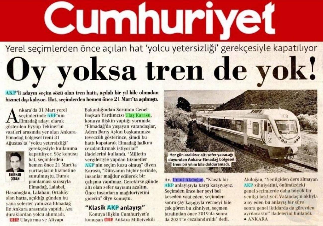 Oy yoksa tren de yok !