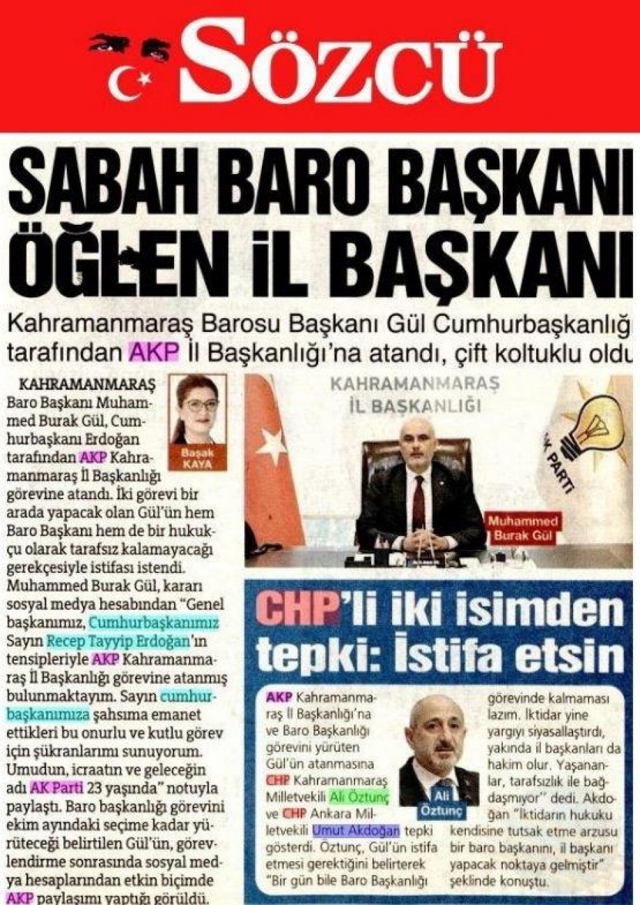 Sabah Baro Başkanı Öğlen İl Başkanı