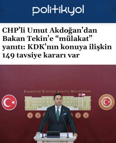 CHP'li Umut Akdoğan'dan Bakan Tekin'e KDK'nın konuya ilişkin 149 tavsiye kararı var