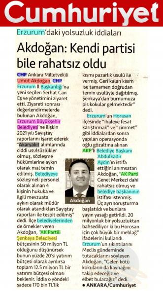 Erzurum'daki yolsuzluk iddiaları Akdoğan; Kendi partisi bile rahatsız oldu !