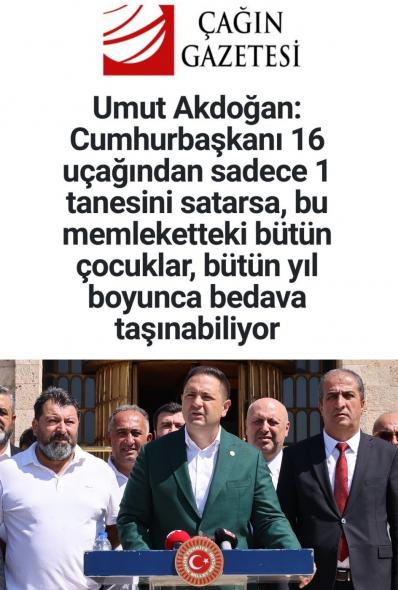 Cumhurbaşkanı 16 uçağından sadece 1 tanesini satarsa, bu memleketteki bütün çocuklar, bütün yıl boyunca bedavaya taşınabiliyor